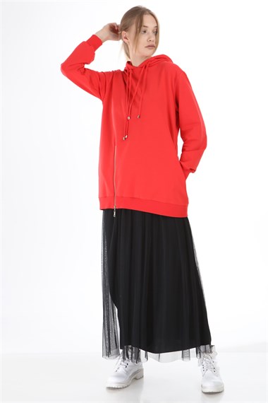 FTZ Women Kadın İki İplik Tül Kumaş Elbise MERCAN