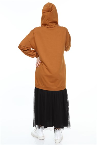 FTZ Women Kadın Tül Detay Elbise TABA